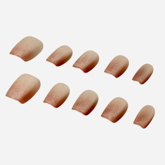 Matte Nude Glitter Press On Nails – Square