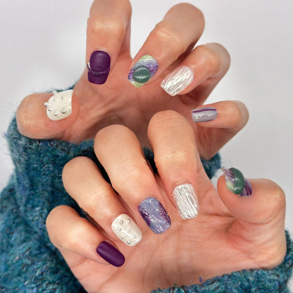 Artistic Textured Press On Nails – Short Square