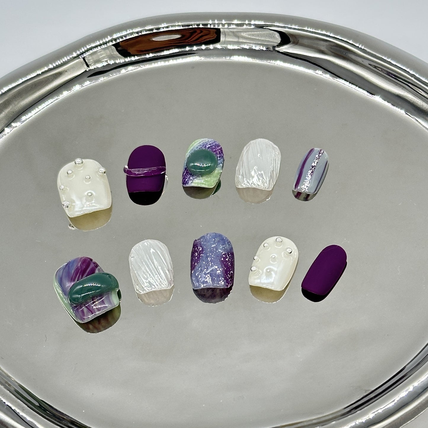 Artistic Textured Press On Nails – Short Square