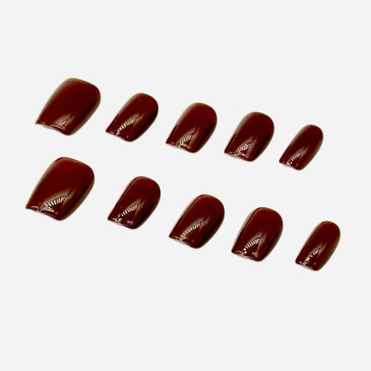 Classic Dark Red Press On Nails – Short Square