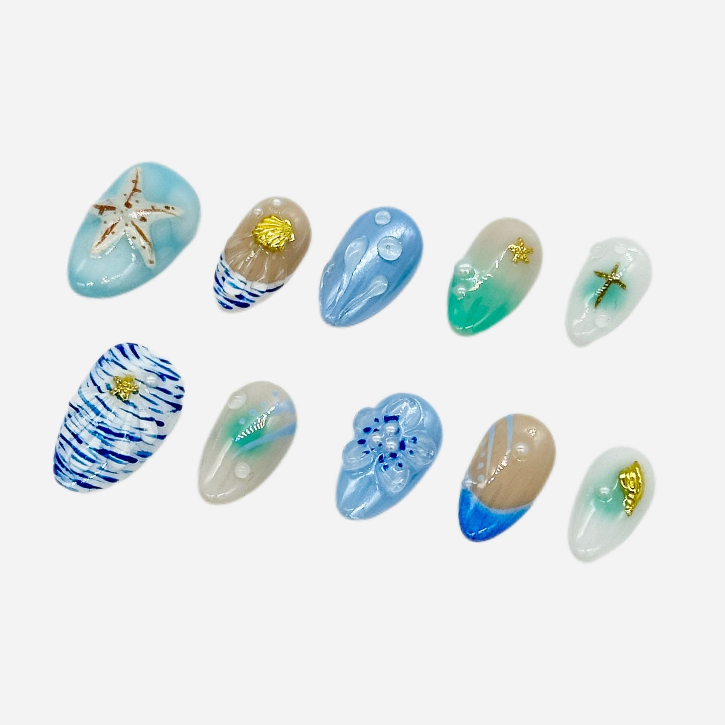 Ocean Breeze Press On Nails – Almond