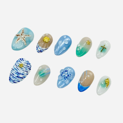 Ocean Breeze Press On Nails – Almond