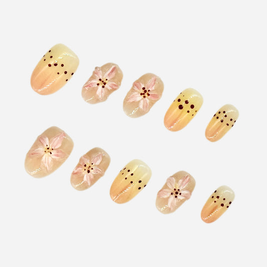 Peach Blossom Press On Nails – Short Oval