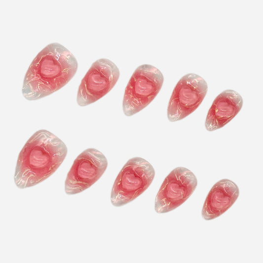 Pink Jelly Rose Press On Nails – Stiletto