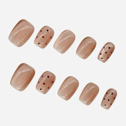 Sheer Nude Polka Dot Press On Nails – Short Square