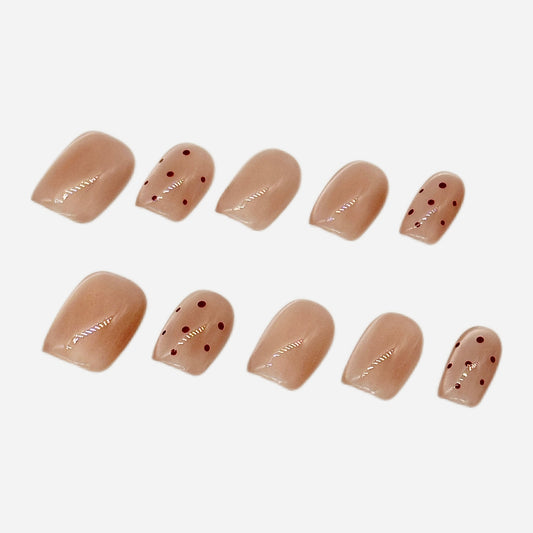 Sheer Nude Polka Dot Press On Nails – Short Square