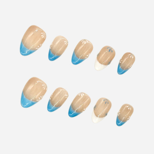 Sky Blue French Press On Nails – Stiletto