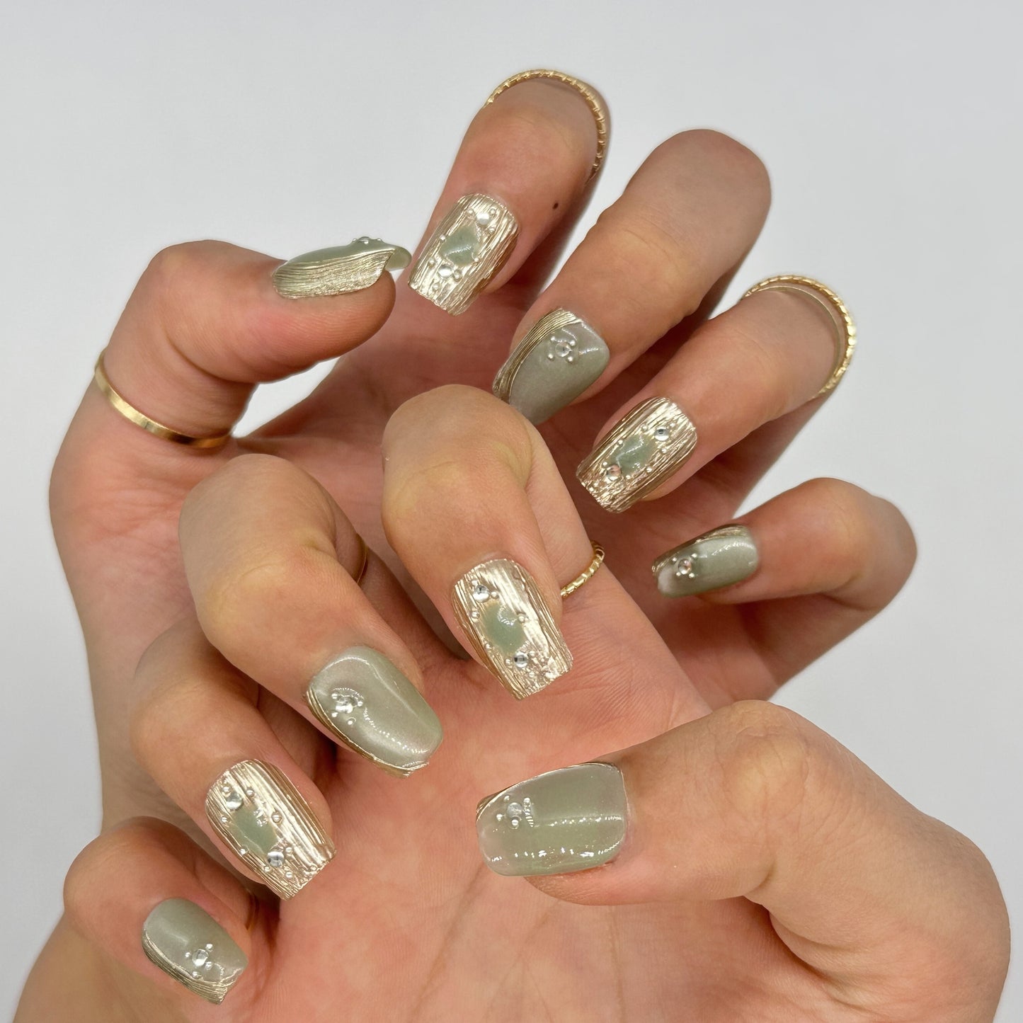 Textured Elegance Press On Nails-Square